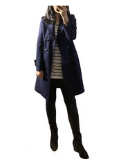 Meghan Military Style Double Breasted Wool Coat in Navy