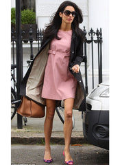 Amal Clooney Cap-sleeved Loose Fit Dress in Powder Pink