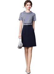 Taylor Roll Collar Mock Two-piece Gingham Pencil Dress