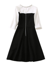 Taylor Swift Elbow-Sleeve Monochrome Fit-and-Flare Dress