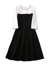 Taylor Swift Elbow-Sleeve Monochrome Fit-and-Flare Dress