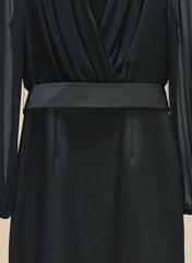 Meghan Black Sheer Balloon Sleeve Midi Dress