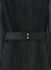 Meghan Black Sheer Balloon Sleeve Midi Dress