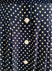 Ivanka Navy Button-Down Polka Dot Midi Shirt Dress