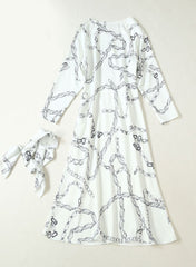 Meghan V-Neck Chain-link Print A-line Dress