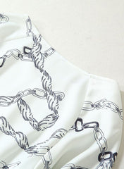 Meghan V-Neck Chain-link Print A-line Dress