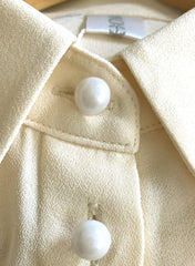 Meghan Self-belted Crepe Long Slit Shirt Dress in Cream