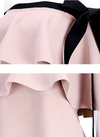 Off Shoulder Shift Dress with Tie Detail in Light Pink