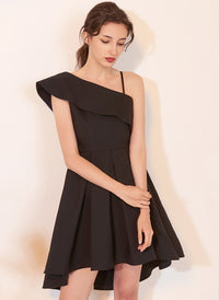 One Shoulder Fit and Flare Dipped Back Dress