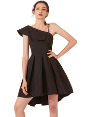 One Shoulder Fit and Flare Dipped Back Dress