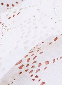 Eyelet Halter Neck Cutout Back Party Dress in White