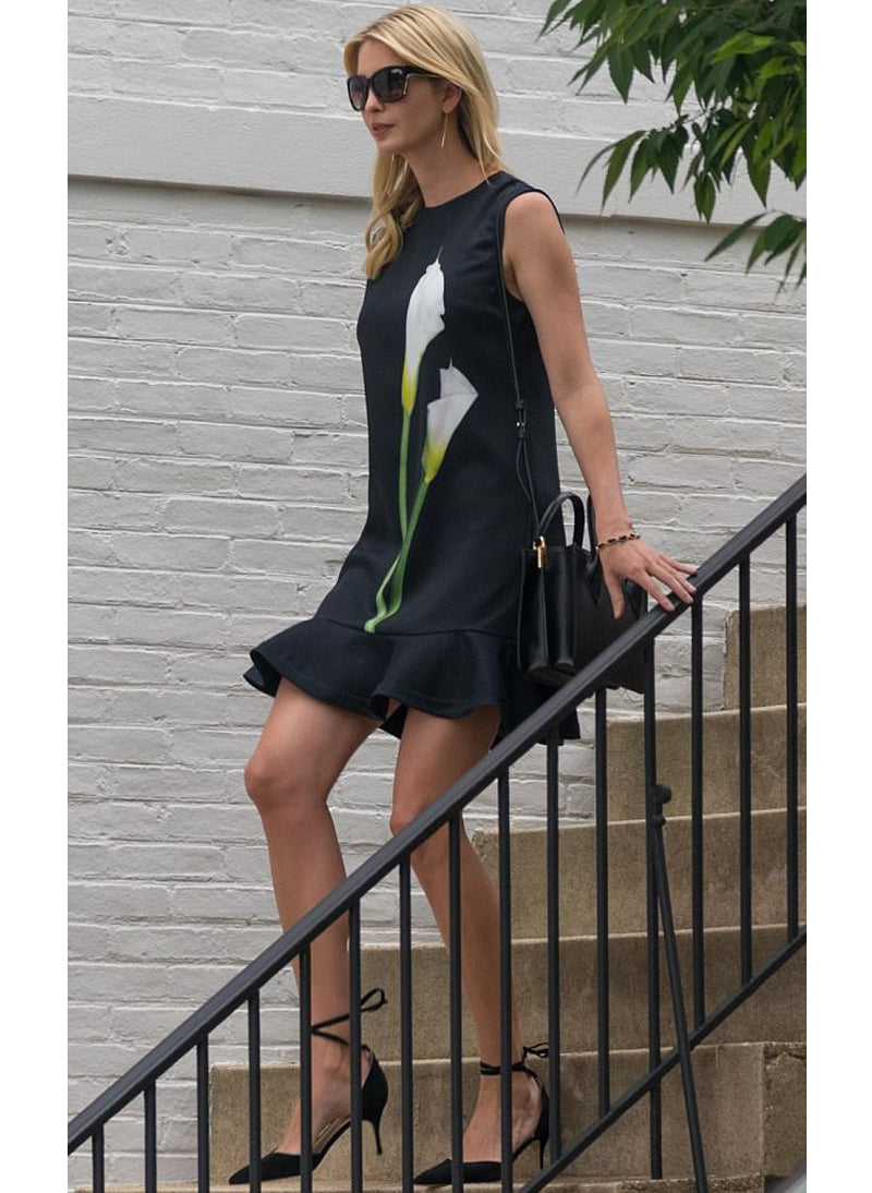 Shift dress with frill hem on sale