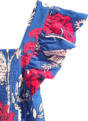 Floral Print Ruffled Shirred Maxi Tiered Dress