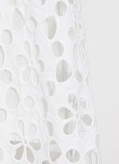 Floral Crochet Lace Eyelet Empire Waist Maxi Dress in White