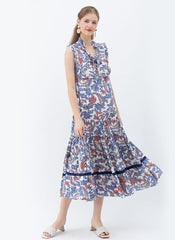 Bohemian Rose And Tulip Paisley Sleeveless Maxi Dress