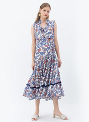 Bohemian Rose And Tulip Paisley Sleeveless Maxi Dress