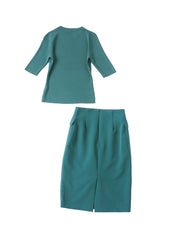 Meghan Crewneck Knit Top & Patch Pockets Pencil Skirt Co-ord
