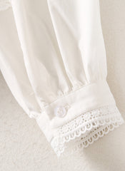 Peasant Embroidered White Blouse & High Waisted Pom Pom Skirt