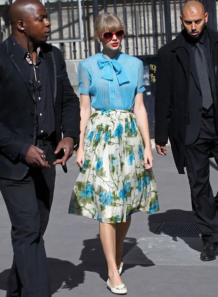 Taylor Swift 50s Pintuck Blouse & High Rise Pleated Skirt Set
