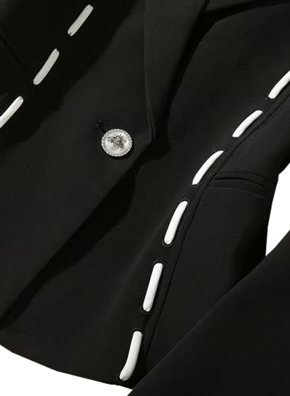 Amal Clooney Stitched Blazer Cigarette Trousers Set in Black