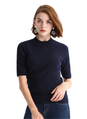 Meghan Light Wool Crew Neck Knit Top in Navy