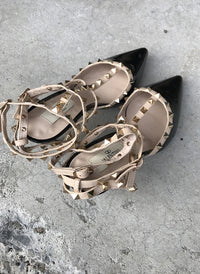 Rockstud Pointed Toe Caged Pump Heels