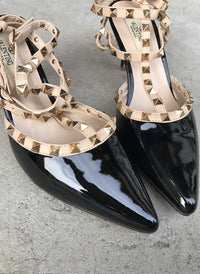 Rockstud Pointed Toe Caged Pump Heels
