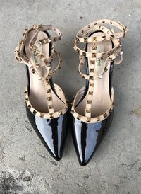 Rockstud Pointed Toe Caged Pump Heels