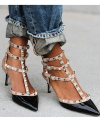 Rockstud Pointed Toe Caged Pump Heels