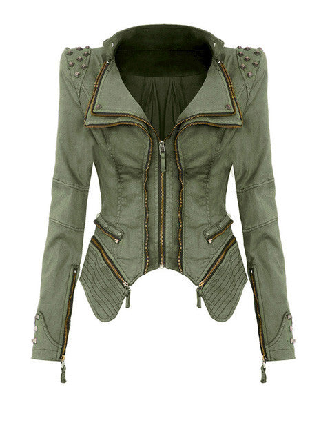 Vintage Wash Fitted Denim Jacket in Vintage Green