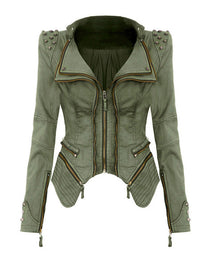 Vintage Wash Fitted Denim Jacket in Vintage Green