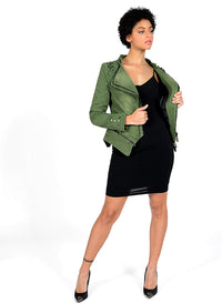 Vintage Wash Fitted Denim Jacket in Vintage Green