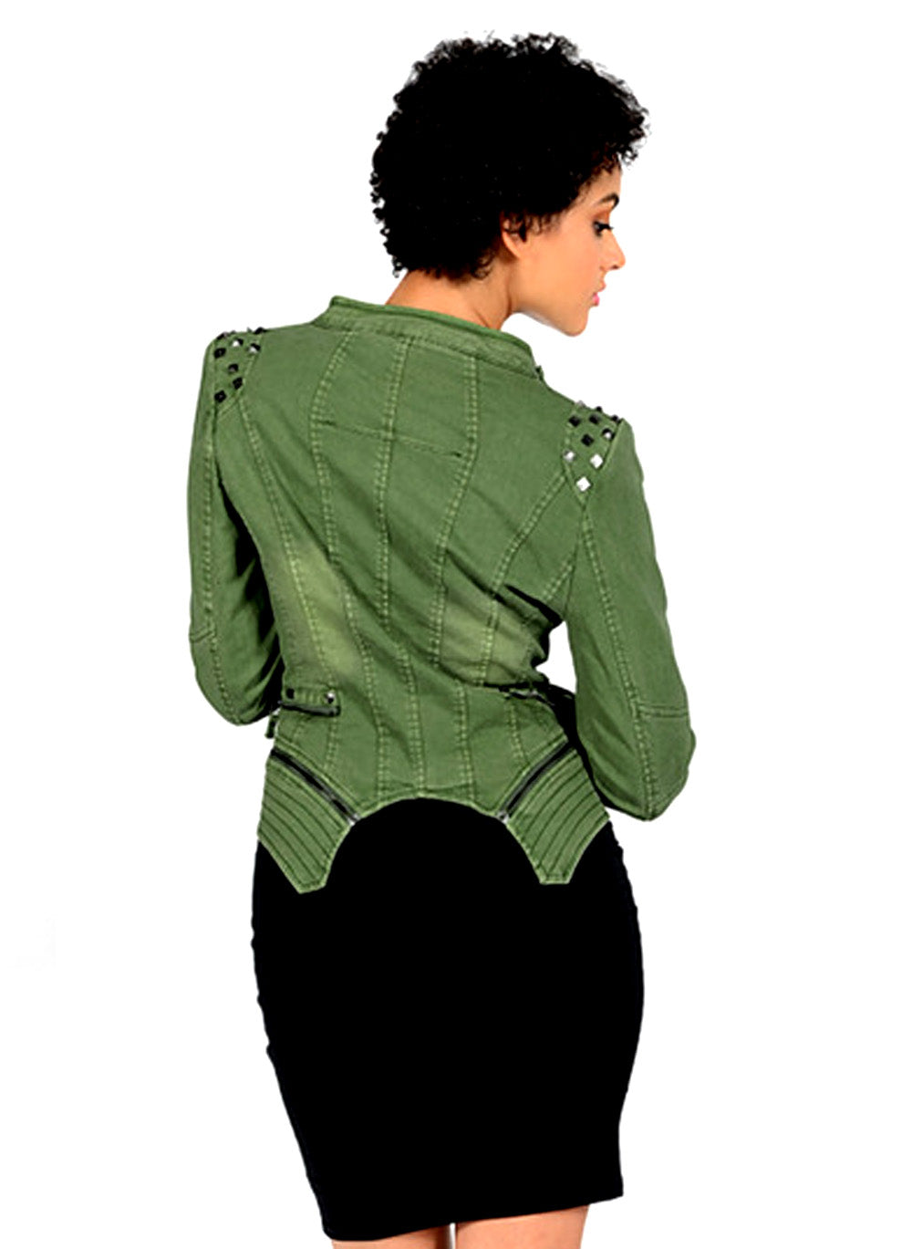 Vintage Wash Fitted Denim Jacket in Vintage Green