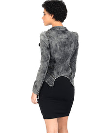 Vintage Wash Fitted Denim Jacket in Vintage Grey