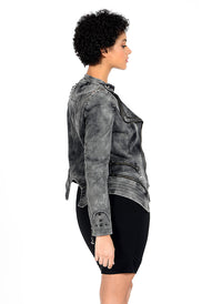 Vintage Wash Fitted Denim Jacket in Vintage Grey