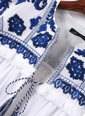 Chiara Vintage Blue Embroidered Cotton Swing Jacket