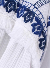 Chiara Vintage Blue Embroidered Cotton Swing Jacket