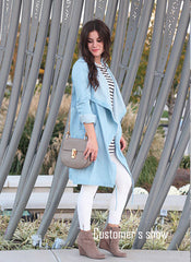 Lightweight Chambray Drape Long-line Jacket