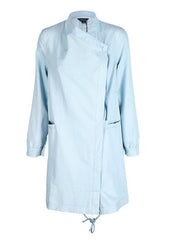 Lightweight Chambray Drape Long-line Jacket