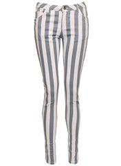 Vertical Striped Cropped Skinny Jeans