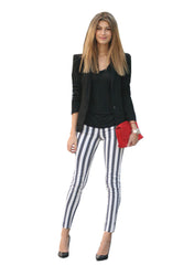 Vertical Striped Cropped Skinny Jeans