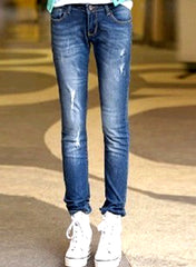 Selena Gomez Style Low-rise Rip Skinny Jeans