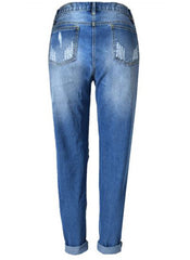 Destroyed Boyfriend Jeans in Dark Blue