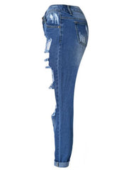 Destroyed Boyfriend Jeans in Dark Blue