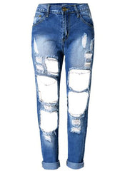 Destroyed Boyfriend Jeans in Dark Blue