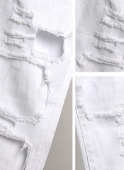Destroyed Boyfriend Jeans in White