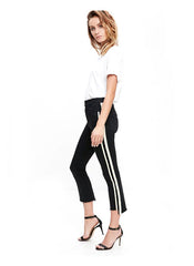 Chiara Crop Step Frayed Jeans with Side Stripes