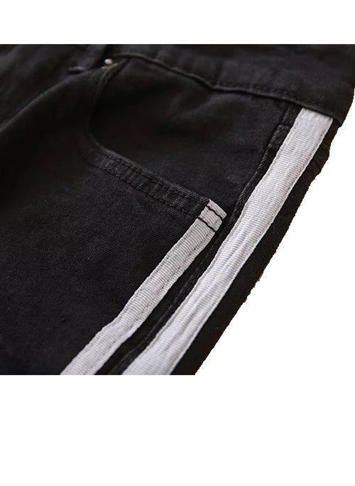 Chiara Ferragni Inspired Crop Step Frayed Jeans with Side Stripes