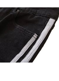 Chiara Ferragni Inspired Crop Step Frayed Jeans with Side Stripes