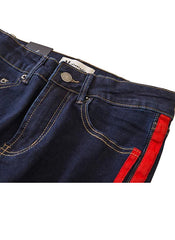 Gigi Crop Step Frayed Jeans with Side Stripes